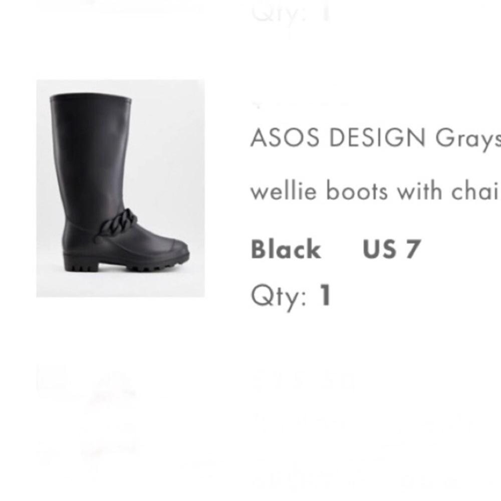 NWT • ASOS • GRAYSON Tall Black Welles Boots with Chain Trim Detail - Picture 10 of 13